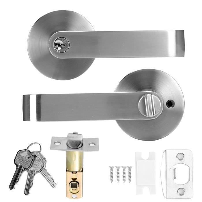 LOQRON 1 levier de porte de style vague, poignée de porte d'entrée à clé avec serrure, levier d'entrée réversible en bronze huilé pour