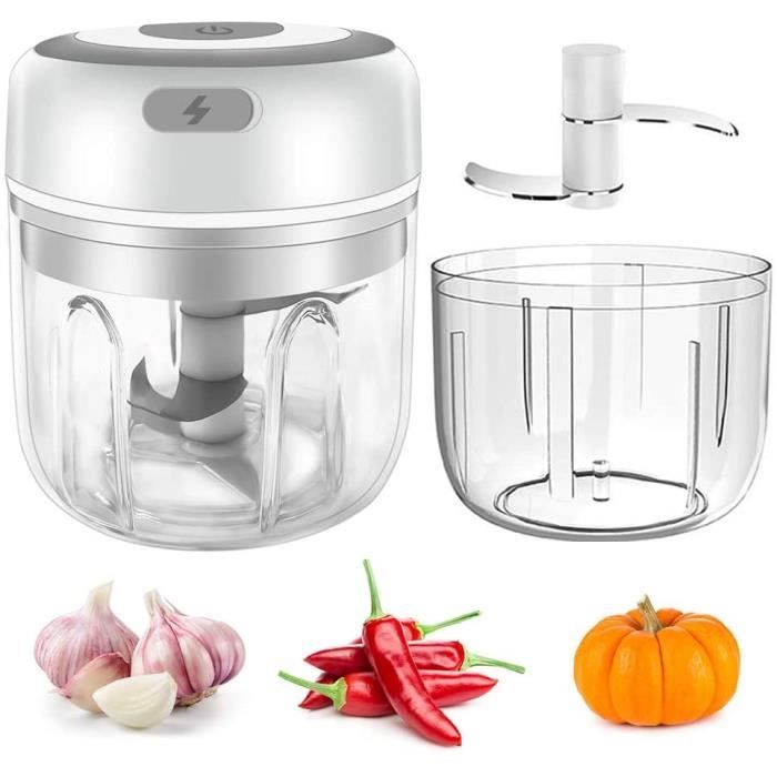 Hachoir Alimentaire - YOUKUKE - Mini Presse-ail Électrique - 250ML & 100ML - Sans Fil - Lames Tranchantes - Youkuke