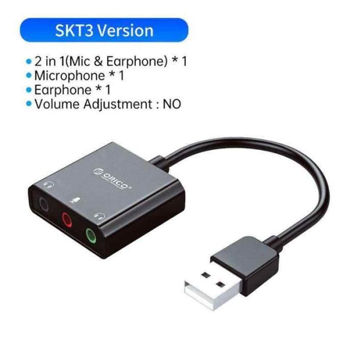Carte Son USB Externe - 3.5mm, Équaliseur - Plug & Play