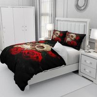 Erosebridal Parure de lit avec housse de couette sur le thème de la tête de mort – Motif tête de mort gothique 3D – Motif tête de mort – Motif tête de Erosebridal Parure de lit avec housse de couette sur le thème de la tête de mort – Motif tête de mort gothique 3D – Motif tête de mort – Motif tête de
