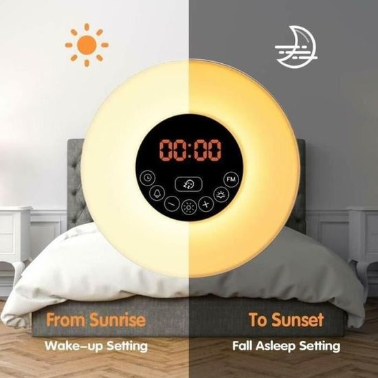 Réveil Simulateur D'aube Et Crépuscule - Lumière Graduelle, Radio FM, Sons Naturels (PETSTIBLE) - 6