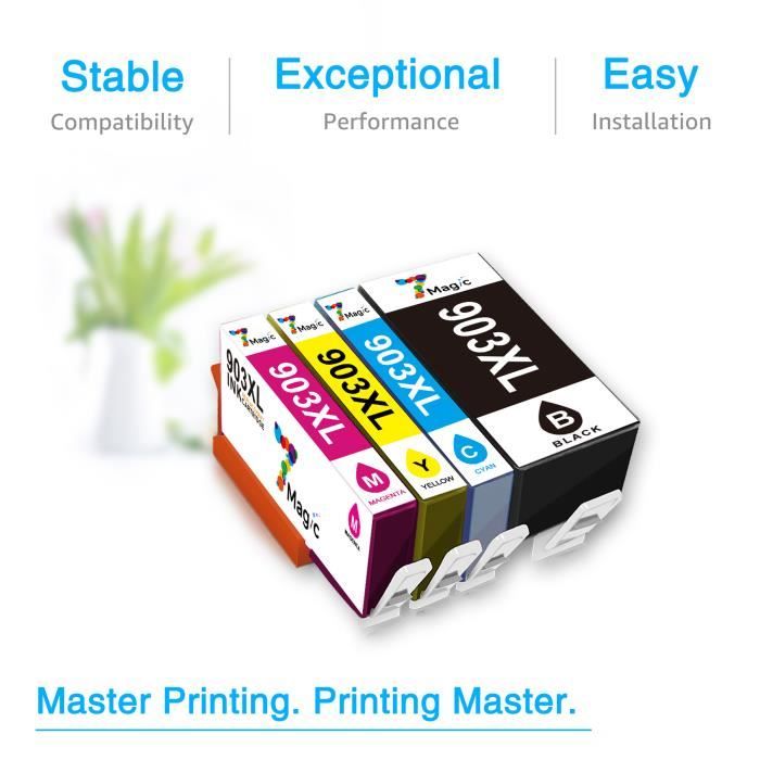 7Magic 903XL 903 XL Cartouches d'encre Compatible pour HP 903XL Pack  Cartouche HP 903 pour imprimantes HP Officejet Pro 6950 6960 6970  Imprimante (1 Noir, 1 Cyan, 1 Magenta, 1 Jaune, Lot de 4 : :  High-tech