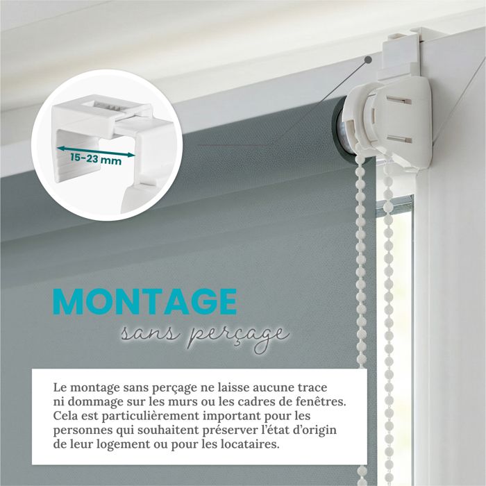 Store Enrouleur Jour Nuit Klemmfix Sans Perçage Estika - 38 X 120 Cm Écru - Double Tissu