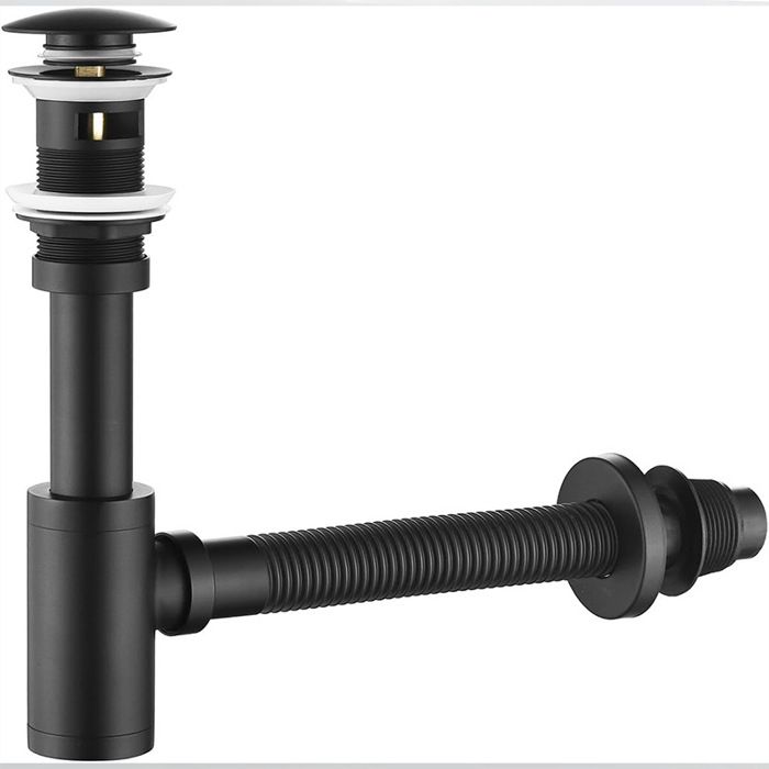 Lababo Label Siphon lavabo noir mat universel avec bonde pop-up 1/4