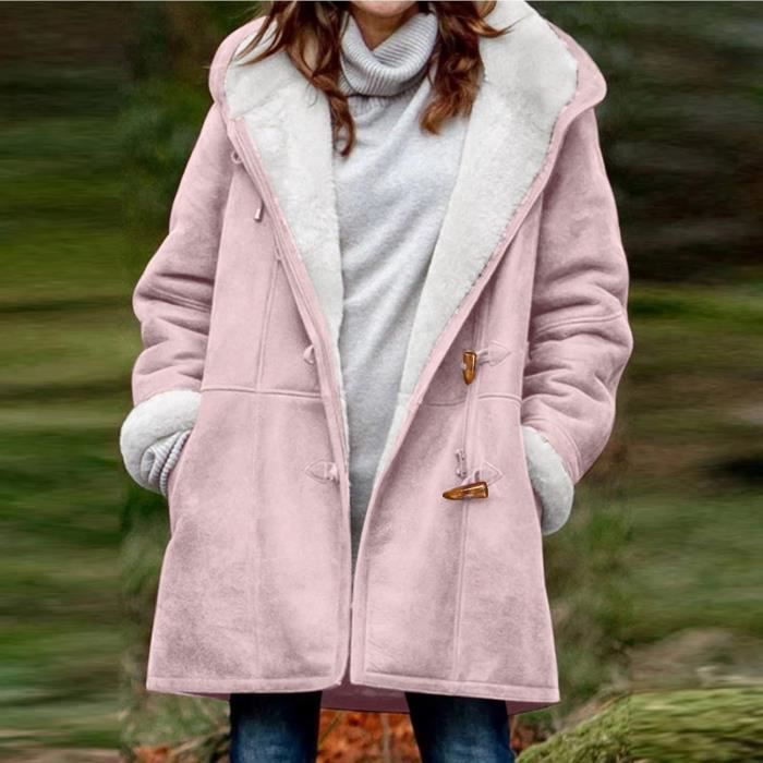 Veste Fausse Fourrure Capuche Fourrure Manteau Femme Laine Capuche