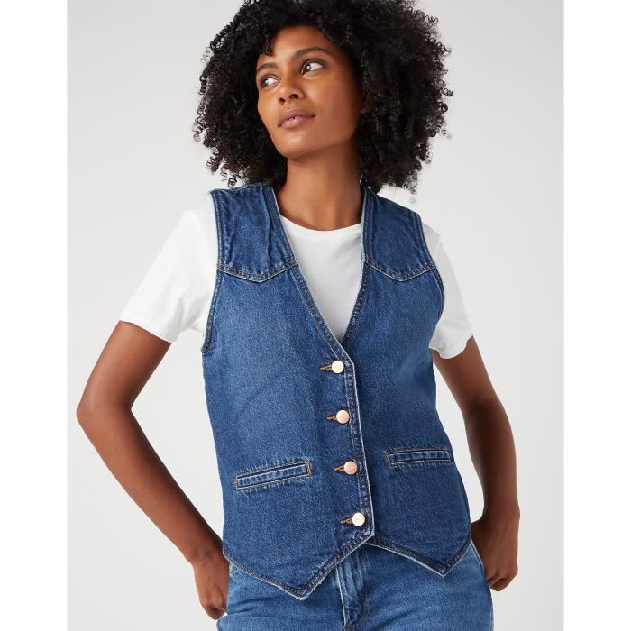 Blouson jean sans shop manche femme