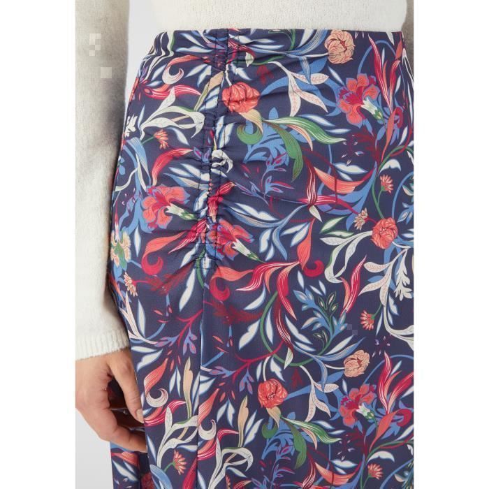 Damart Jupe à fronces crêpe reliéfé Bleu Floral Bleu floral