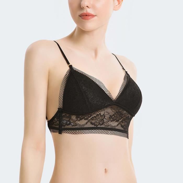 Femme Soutien gorge Dos Nu Voir a Travers Dentelle Florale Soutien gorge Triangle Bra de Nuit d ete Sous vetement Rembourre NoirB Noirb Cdiscount Pret a Porter