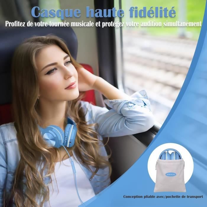 Casque Enfant Hisonc Pliable Avec Limiteur De Volume - Pliable - Neuf