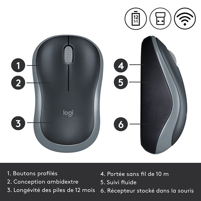 TD® souris sans fil design bluetooth ergonomique gaming