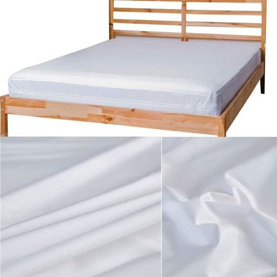Housse De Matelas Imperméable Zip Intégral - 100% Étanche - Anti Acariens Et Punaises - 5 Tailles (Simple à Super King)