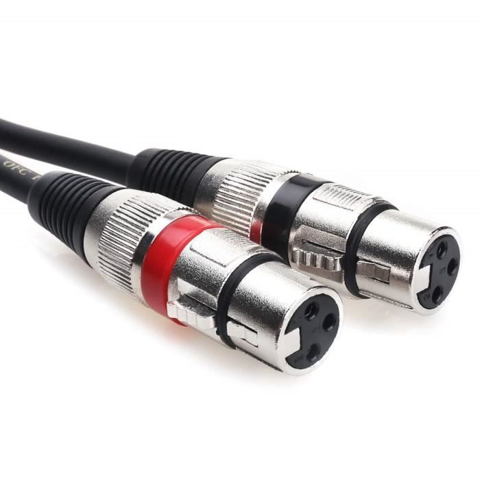 Câble audio mini jack 3.5 mm vers 2 x XLR mâles 1m
