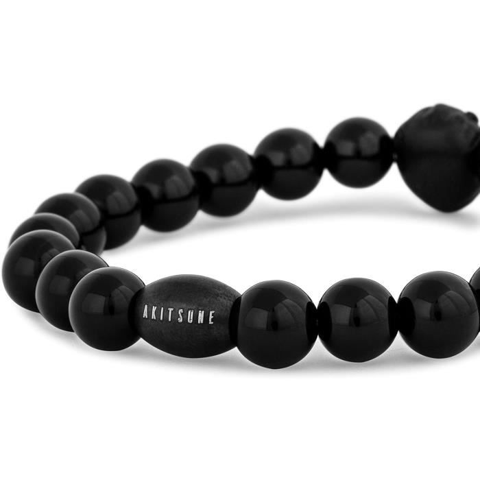 Bracelet femme pierres de lave noire lithothérapie perle 18cm 4mm