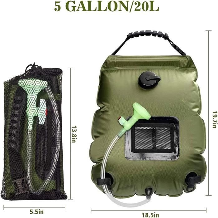 Sac De Douche De Camping En Plein Air, Portable De 20 L, Sac De Douche Solaire Avec Pommeau De Douche Commutable Marche/arrêt Et Tuyau Amovible Pour Le Camping, Les Voyages, La Randonnée
