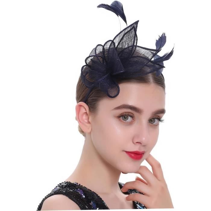 Mini Chapeau Haut De Forme Avec Plume Et Fleur - Épingle à Cheveux Pour Déguisement, Fête, Cocktail | Environ 11x13 Cm