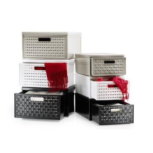 Rotho Country Boîte de rangement 18l en rotin, Plastique (PP) sans BPA