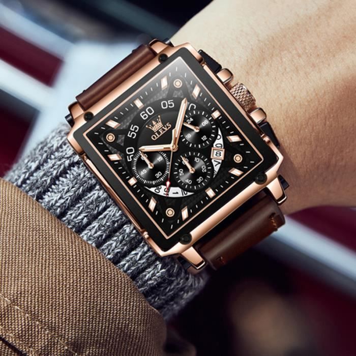 Montre homme rectangulaire deals bracelet acier