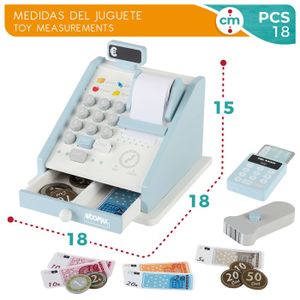 Smoby 350105 - Grande Caisse Enregistreuse - 27 Accessoires dont Vraie Calculatrice - Bleu | Votre wishlist sur