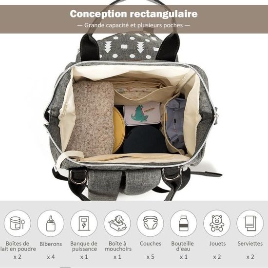 Bebe Puericulture Sacs A Dos A Langer Sac A Dos Etanche Avec 2 Sangles De Poussette Et Port Usb Grand Sac A Dos Pour Maman Papa