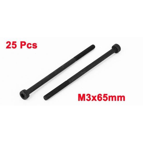sourcingmap/® M3 x 65 mm bouchon /à vis et boulons avec t/ête /à vis Noir 25 pi/èces