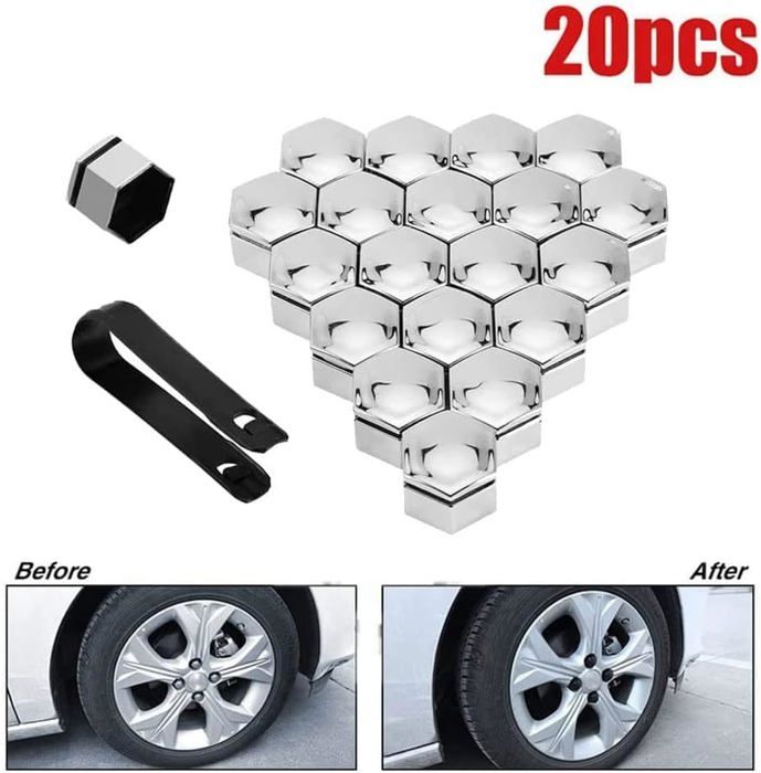 VORCOOL Cache-écrous De Roue Hexagonaux 21 En 1 Avec Clips (noir