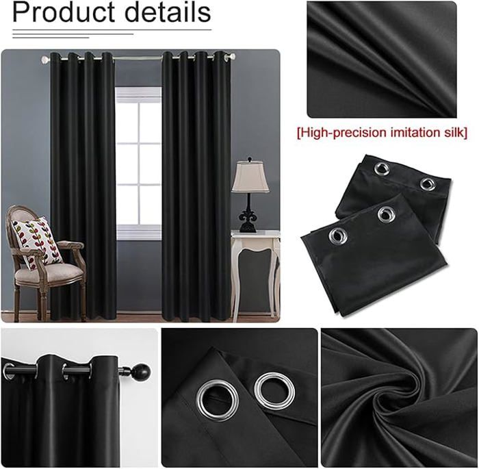 Lot De 2 Rideaux Occultants 140x260 Cm Bleu Tendre - Isolation Thermique Et Phonique Avec 8 Oeillets