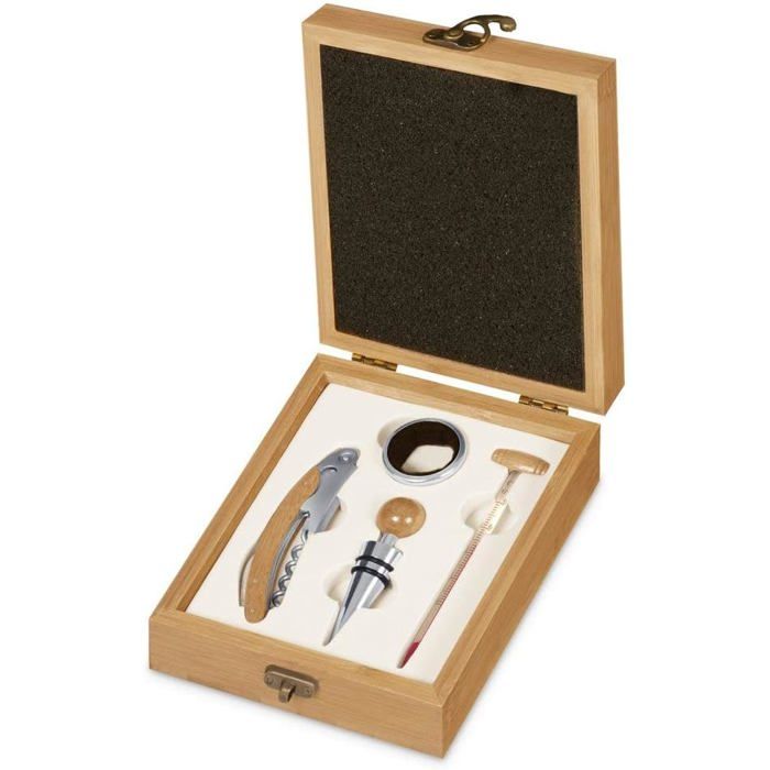 Maverton Weinöffner-Set Sommelier Set 8-teilig In Bambus Holzbox - Perfektes Geschenk Für Weinliebhaber