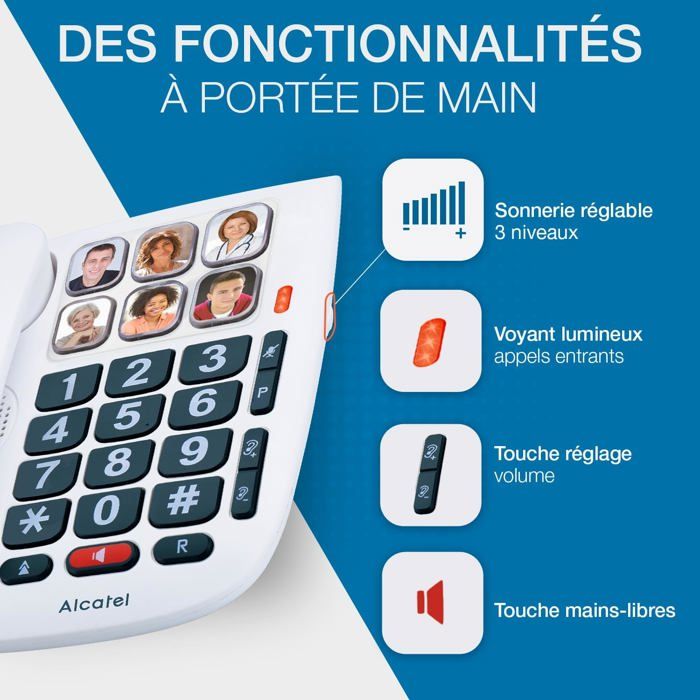 Téléphone fixe filaire senior SUTEO Grandes touches Mains libres — free download