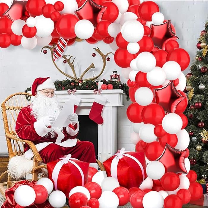 Arche Ballon NoëlDécoration de Noëlballons rouges et blancs avec ballons en  aluminium étoile et boîte cadeau 4D pour decorati 426 - Cdiscount Maison