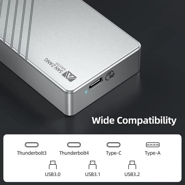 Boîtier Thunderbolt 3 M.2 NVMe Compatible avec Thunderbolt 3-4 USB  3.2-3.1-3.0-2.0 Type-C-A, SANZANG 40Gbps M.2 SSD Boîtier Ad[212] -  Cdiscount Informatique