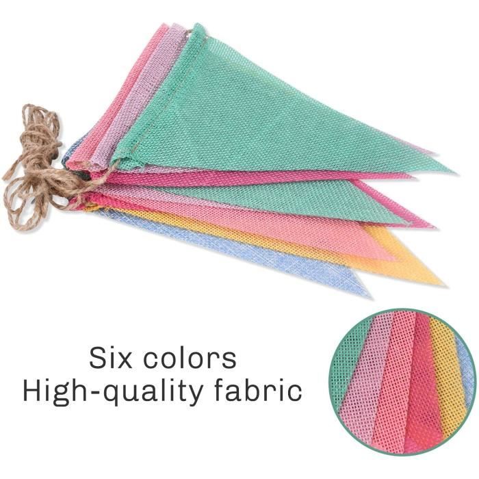 4 Pcs Guirlande Fanions Toile De Jute Multicolore 4m - Décoration Extérieure Mariage Anniversaire