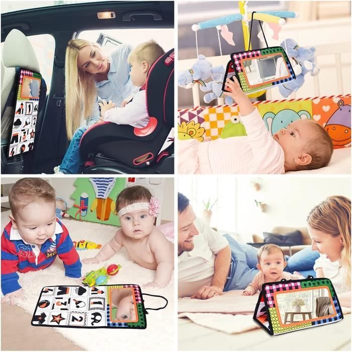 Miroir Bébé - Montessori - Pliable - Noir et Blanc - Jouet Éveil - Doux