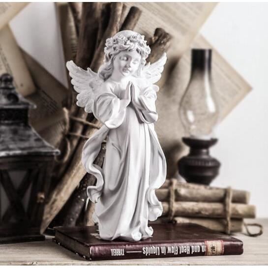 Figurine ange,sculpture d'ange fille avec les mains jointes