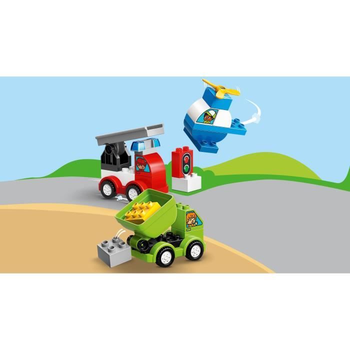 LEGO 10886 DUPLO Mes Premiers Vehicules Briques de Construction avec Camion Helicoptere et Jouet Voiture pour Bebes de 18 mois Cdiscount Jeux Jouets