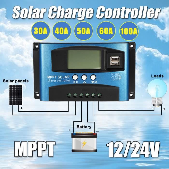 Timeusb Régulateur De Charge Solaire MPPT 12/24V 30A - Écran LCD, Compatible Lithium & Plomb-Acide
