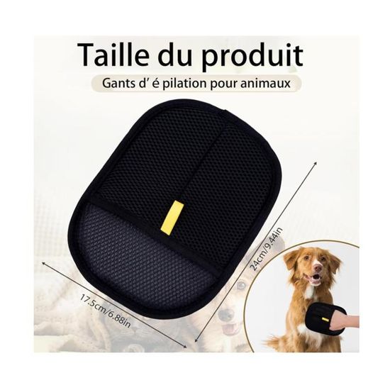 Lot De 2 Gants Épilation Pour Chiens Et Chats - Électrostatique, Réutilisables, Lavables - 20,2x15,3 Cm