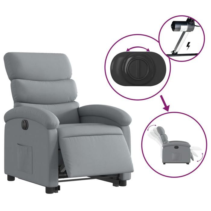 vidaXL Fauteuil inclinable de massage électrique Taupe Tissu vidaXL Fauteuil inclinable de massage électrique Taupe Tissu