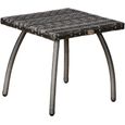 Table basse de jardin style cosy chic OUTSUNNY - carré 45cm - résine tressée imitation rotin gris-0