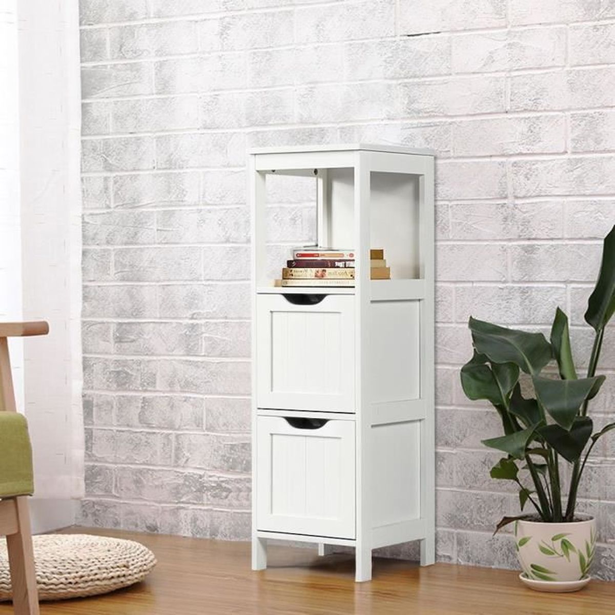 yaheetech meuble colonne de salle de bain 30x30x89cm avec 2 tiroirs et 1 etage armoire commode toilette blanc achat vente colonne armoire sdb yaheetech meuble colonne de cdiscount
