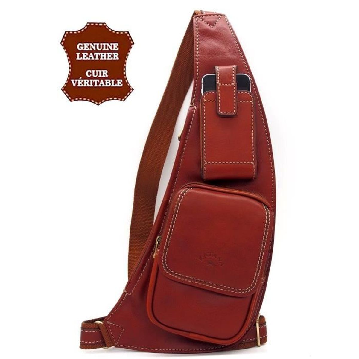 Sacoche holster cuir v?�ritable sac de poitrine ?� bandouli?�re homme katana CAMEL - Cdiscount 
