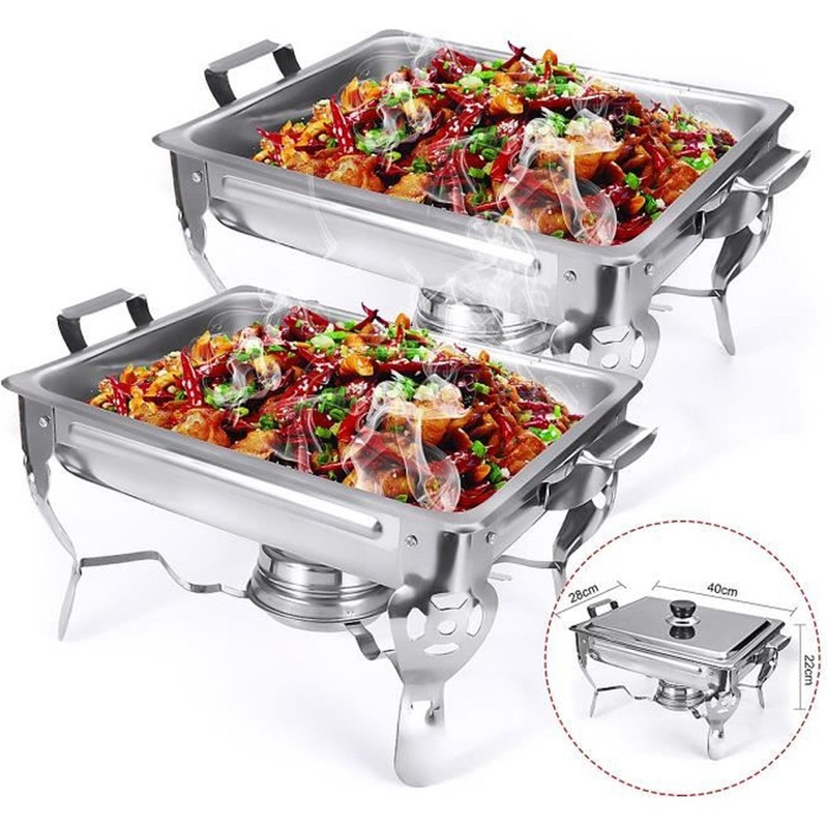 6L ChafingDish en Acier Inoxydable ChauffeBuffet Serveur Plaque