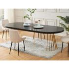 VENTE-UNIQUE Table à manger extensible 2 à 12 personnes en MDF et acier - Noir et doré - FIRELA