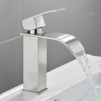 Robinet d'évier cascade, robinet de salle de bains avec bobine en céramique, eau chaude et froide, poignée unique en option