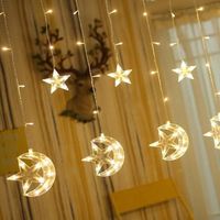 Twinkle Star Guirlande lumineuse LED avec rideau étoilé et lune,alimentée par USB,décoration pour Ramadan,Noël,mariage,fête,m[O3538]