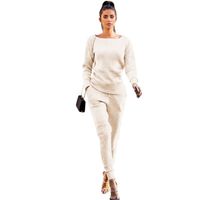 ENSEMBLE DE VETEMENTS nouveau femme pantalon, pull automne hiver Urban Casual Set de deux pièces couleur  Abricot