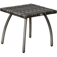 Table basse de jardin style cosy chic OUTSUNNY - carré 45cm - résine tressée imitation rotin gris