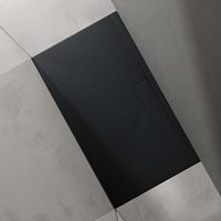 Sogood Receveur de Douche Bac à Douche Ultra Plat en Solid Surface Gris Noir Mat Geoma07 80x140x3 cm