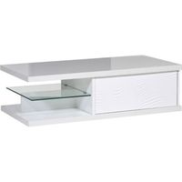 Table basse 1 tiroir Laqué Blanc - MARKS - L 120 x l 60 x H 37