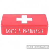 Boite à Pharmacie en Métal Rouge ( lot de 2 ) Avec sa Croix Blanche Trousse Premier Secours pour Bureau Maison Infirmerie Armoire