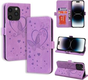 HOUSSE - ÉTUI Coque iPhone 14 Pro Max en cuir violet avec protec